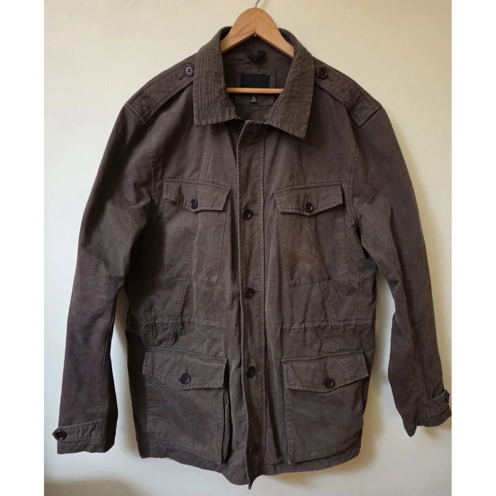 Banana Republic Water‎ Resistant Mens Field Chore Military Jacket Cargo Green LT